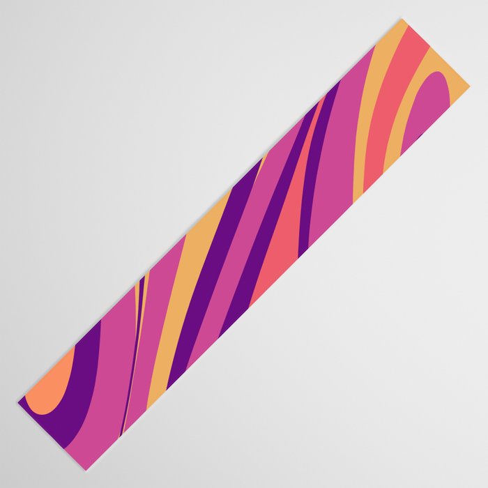 Fluid Vibes Retro Aesthetic Swirl Abstract Mustard Magenta Purple Orange Table Runner Gallery Image 3