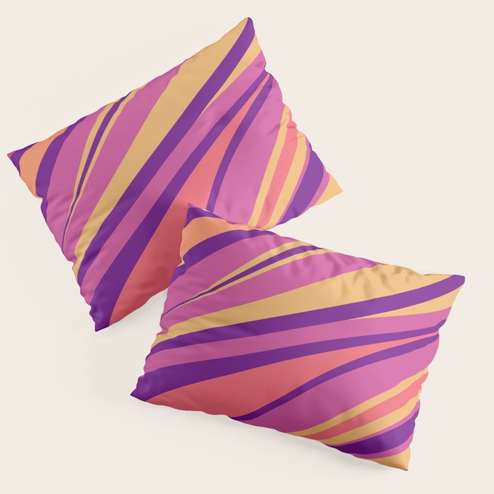 Fluid Vibes Retro Aesthetic Swirl Abstract Mustard Magenta Purple Orange Pillow Sham Gallery Image 1