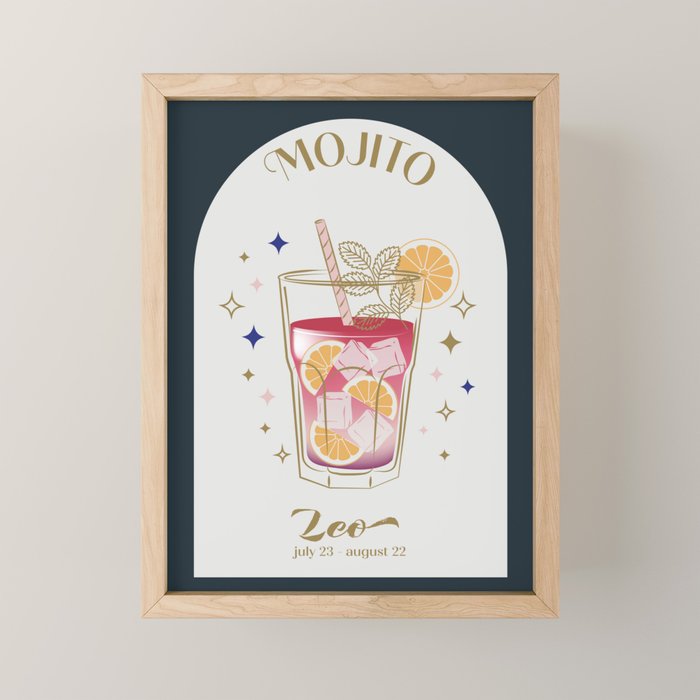 Mojito Cocktail Zodiac Sign Mini Art Print Gallery Image 1
