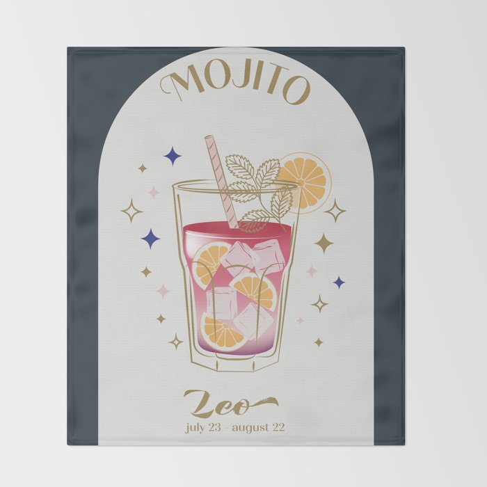 Mojito Cocktail Zodiac Sign Throw Blanket Gallery Image 2