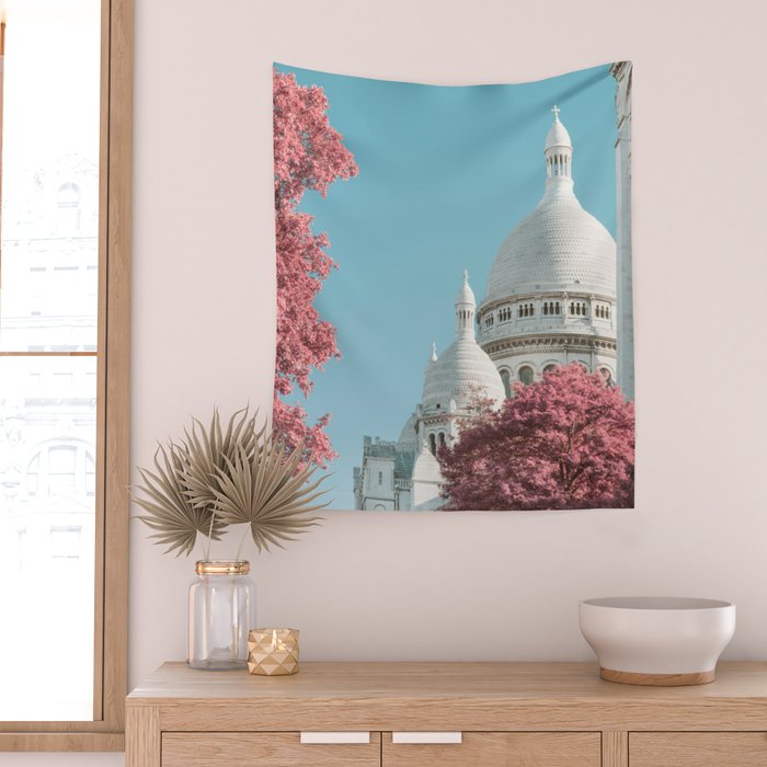 Infra Paris - Sacre Coeur Basilica, Travel Photography Wall Tapestry Gallery Image 2