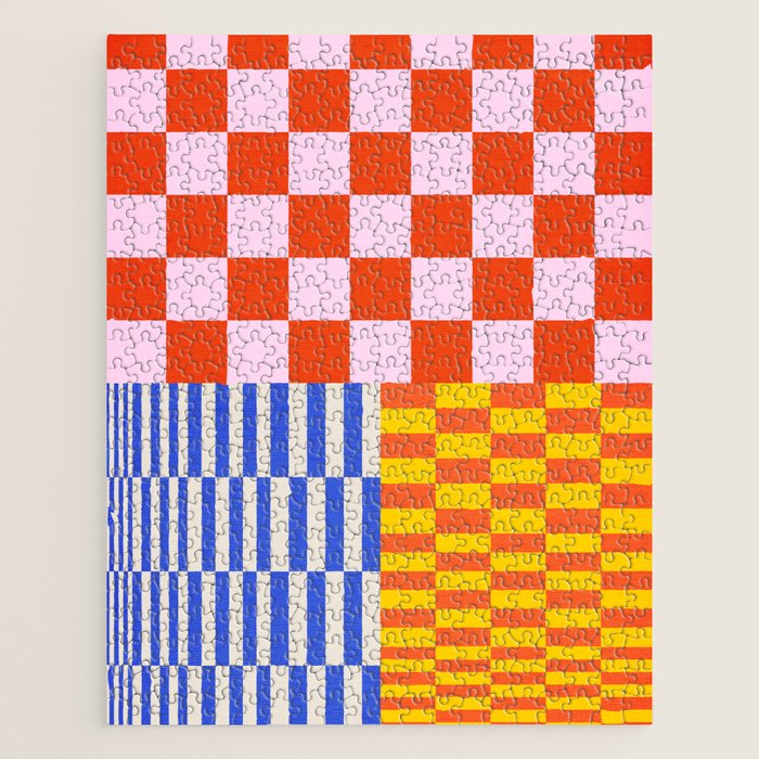 Retro Checkerboard Collage 03 Jigsaw Puzzle Gallery Image 1