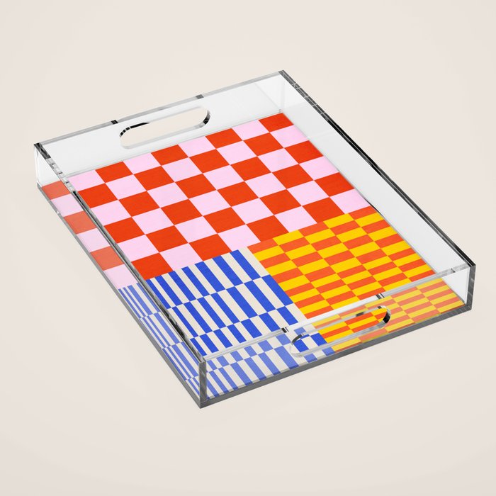 Retro Checkerboard Collage 03 Acrylic Tray Gallery Image 1