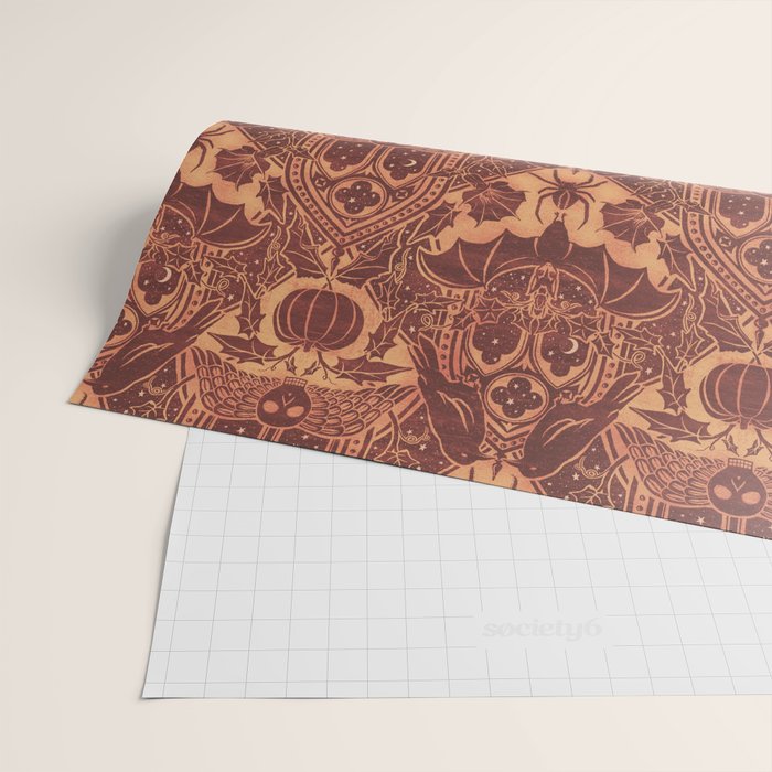 Gothic Halloween Damask - spiced pumpkin  Wrapping Paper Gallery Image 2