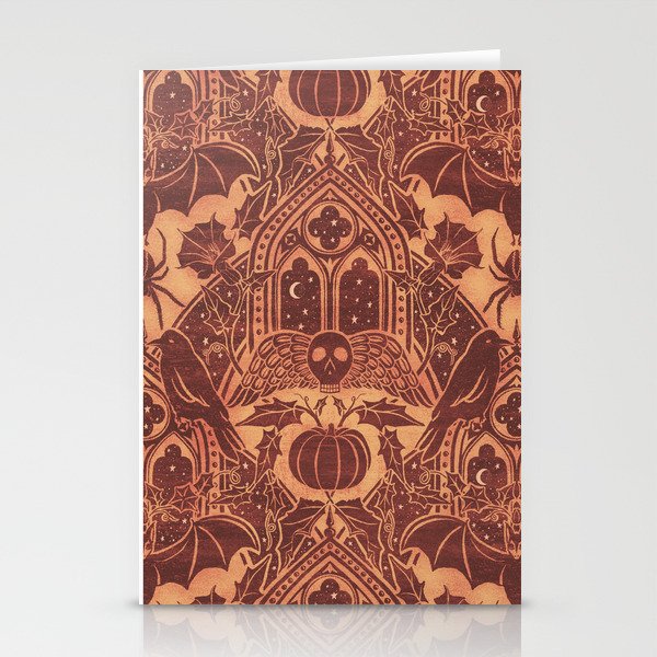 Gothic Halloween Damask - spiced pumpkin  Stationery Card Gallery Image 1
