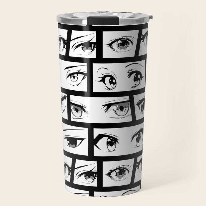 Anime eye cartoon comic art pattern Travel Mug Gallery Image 1