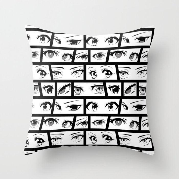 Anime eye cartoon comic art pattern Throw Pillow Gallery Image 1