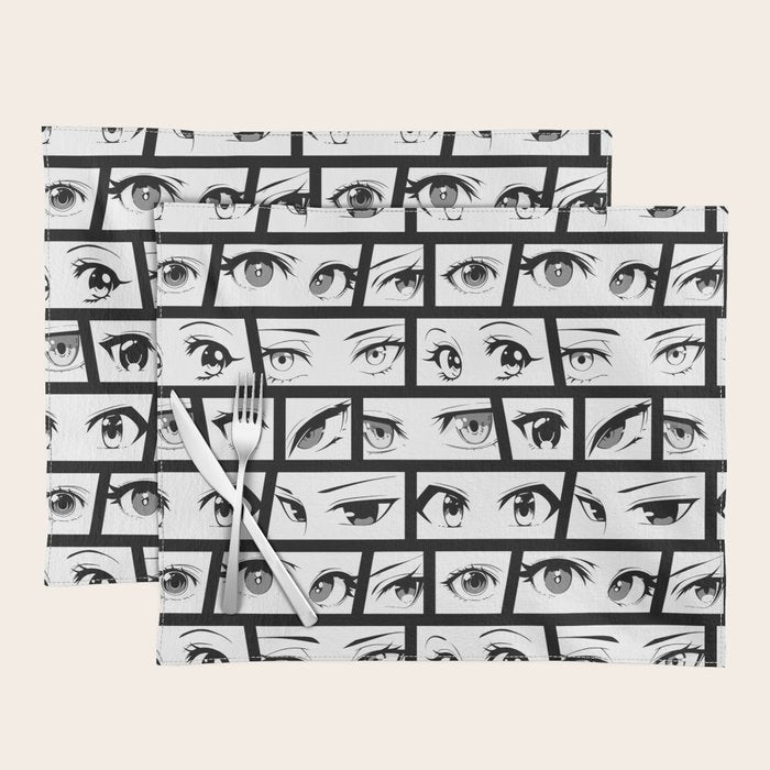 Anime eye cartoon comic art pattern Placemat Gallery Image 1
