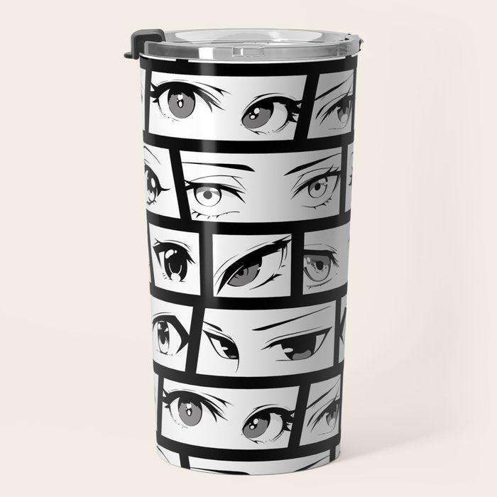 Anime eye cartoon comic art pattern Travel Mug Gallery Image 3