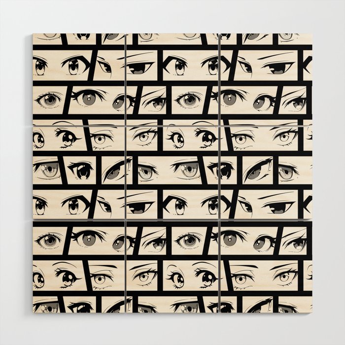 Anime eye cartoon comic art pattern Wood Wall Art Gallery Image 1