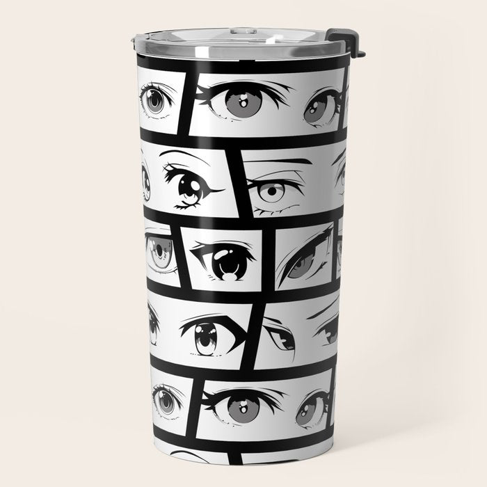 Anime eye cartoon comic art pattern Travel Mug Gallery Image 2