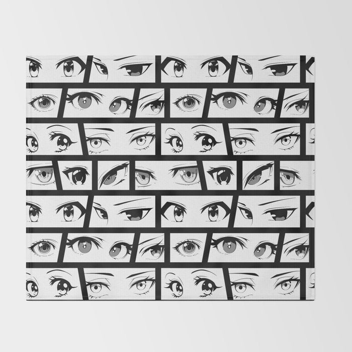 Anime eye cartoon comic art pattern Throw Blanket Gallery Image 2