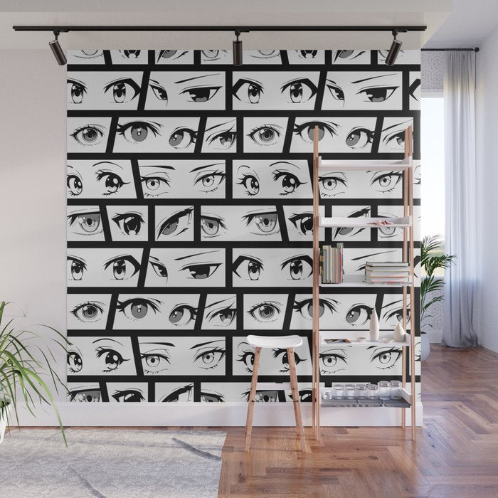 Anime eye cartoon comic art pattern Wall Mural Gallery Image 1