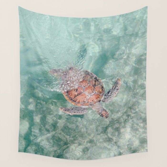 sea turtle iv - reunion island Wall Tapestry Gallery Image 4