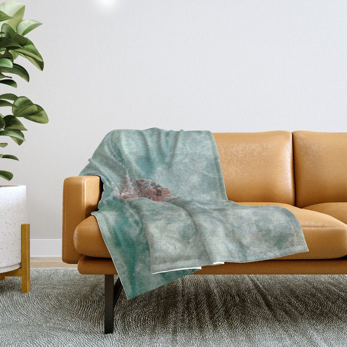 sea turtle iv - reunion island Throw Blanket Gallery Image 1