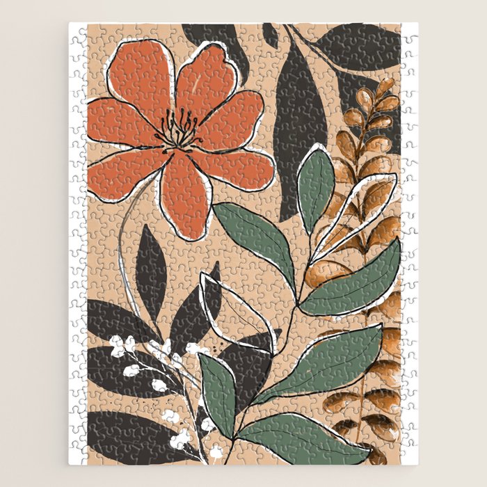 Elegant Botanical Line Art 2 Jigsaw Puzzle Gallery Image 1