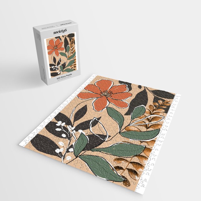 Elegant Botanical Line Art 2 Jigsaw Puzzle Gallery Image 2