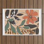 Elegant Botanical Line Art 2 Outdoor Rug Gallery Image 1
