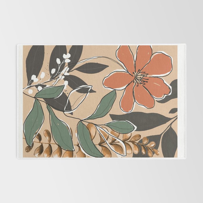 Elegant Botanical Line Art 2 Rug Gallery Image 2