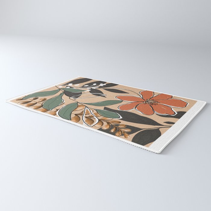 Elegant Botanical Line Art 2 Rug Gallery Image 3