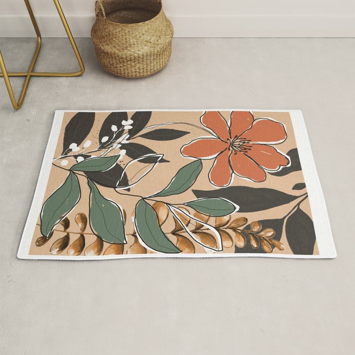 Elegant Botanical Line Art 2 Rug Gallery Image 1