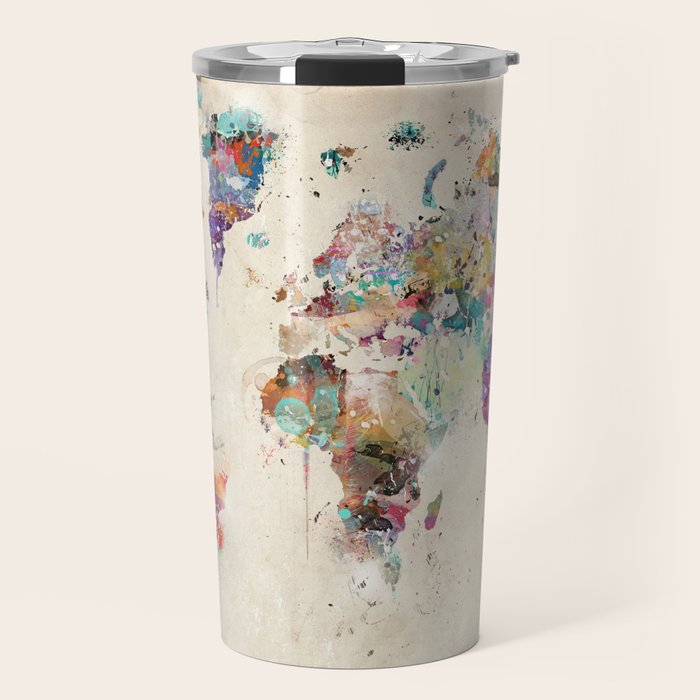 world map rustic Travel Mug Gallery Image 1