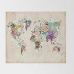 world map rustic Throw Blanket Gallery Image 2