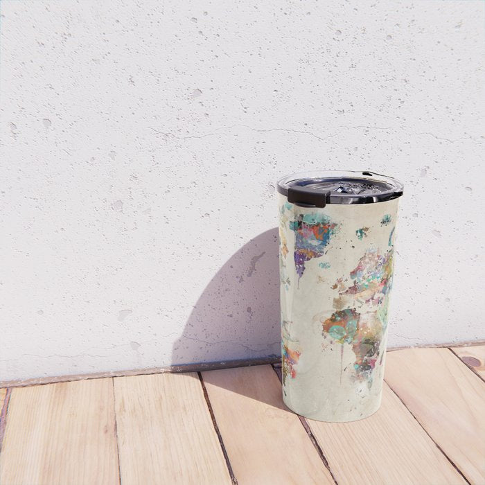world map rustic Travel Mug Gallery Image 4