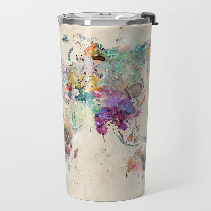 world map rustic Travel Mug Gallery Image 2