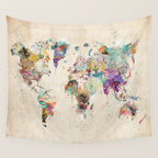 world map rustic Wall Tapestry Gallery Image 4