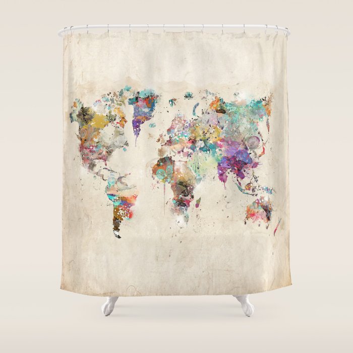 world map rustic Shower Curtain Gallery Image 1
