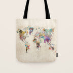 world map rustic Tote Bag Gallery Image 1