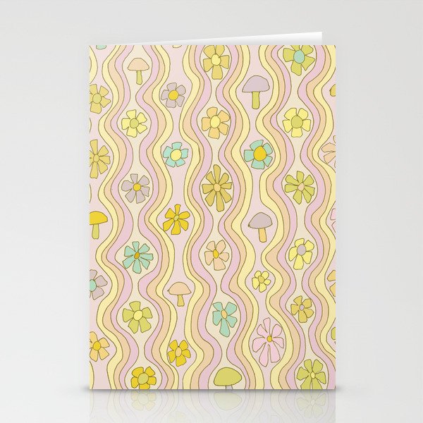 purple haze mushroom flower power wallpaper wiggles // retro art by surfy birdy Stationery Card Gallery Image 2
