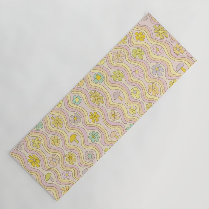 purple haze mushroom flower power wallpaper wiggles // retro art by surfy birdy Yoga Mat Gallery Image 1
