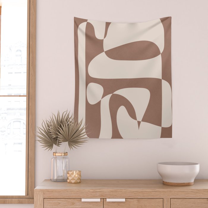 Mocha Modern Abstract 2 Wall Tapestry Gallery Image 2