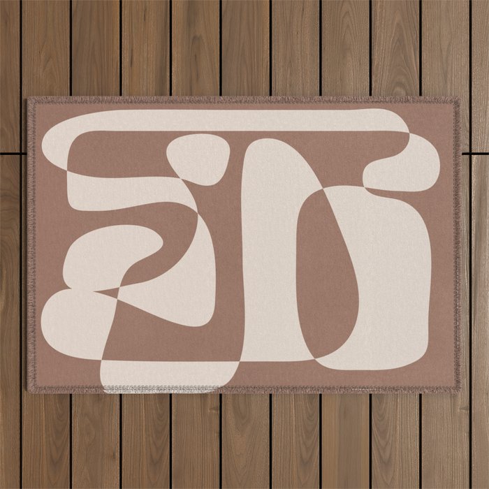 Mocha Modern Abstract 2 Outdoor Rug Gallery Image 1