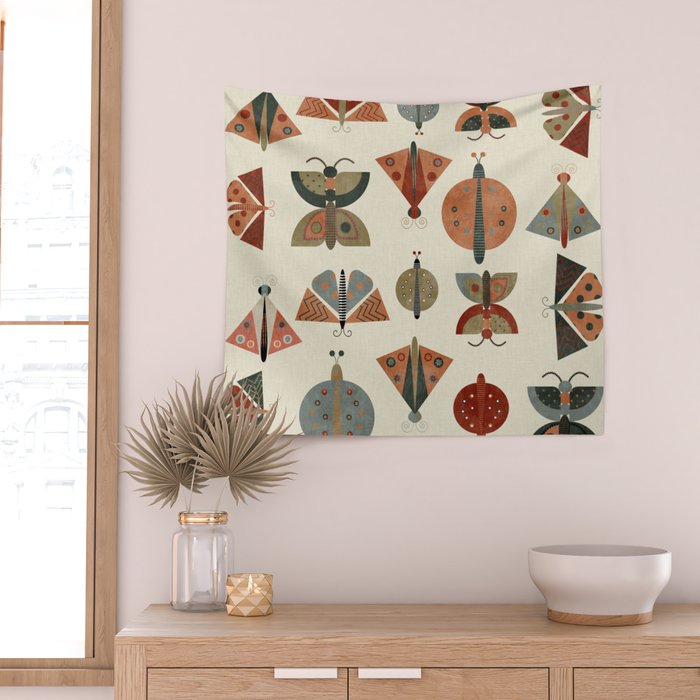 moths retro geo fall abstract Wall Tapestry Gallery Image 2