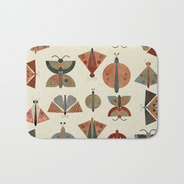 moths retro geo fall abstract Bath Mat Gallery Image 1