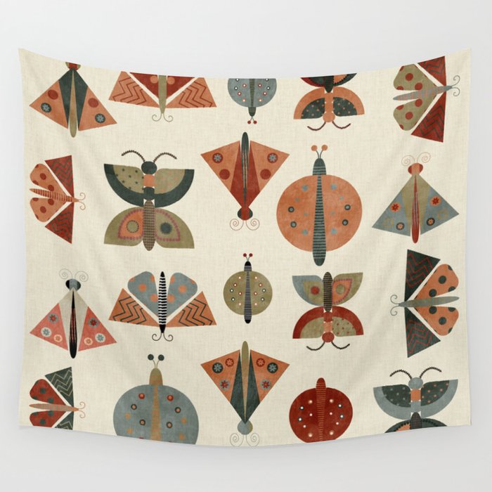 moths retro geo fall abstract Wall Tapestry Gallery Image 4