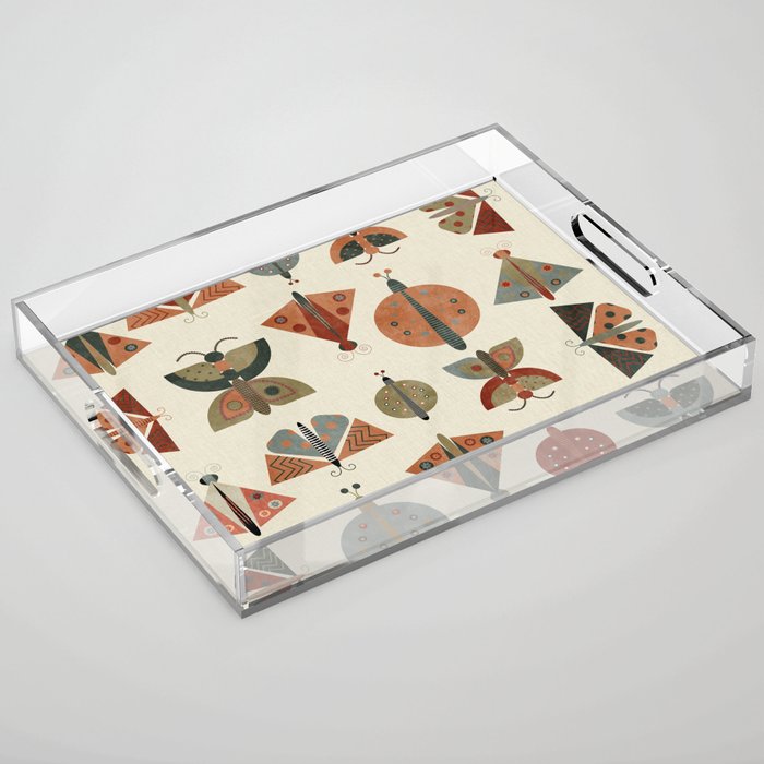 moths retro geo fall abstract Acrylic Tray Gallery Image 1
