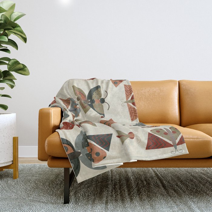 moths retro geo fall abstract Throw Blanket Gallery Image 1