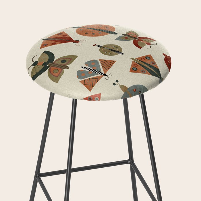 moths retro geo fall abstract Stool Gallery Image 2