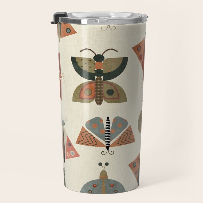 moths retro geo fall abstract Travel Mug Gallery Image 3