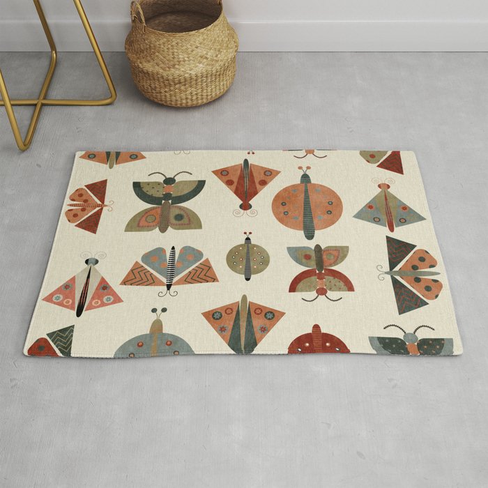 moths retro geo fall abstract Rug Gallery Image 1