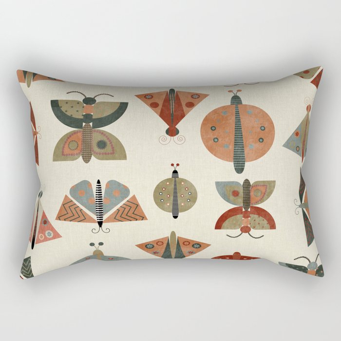 moths retro geo fall abstract Rectangular Pillow Gallery Image 2
