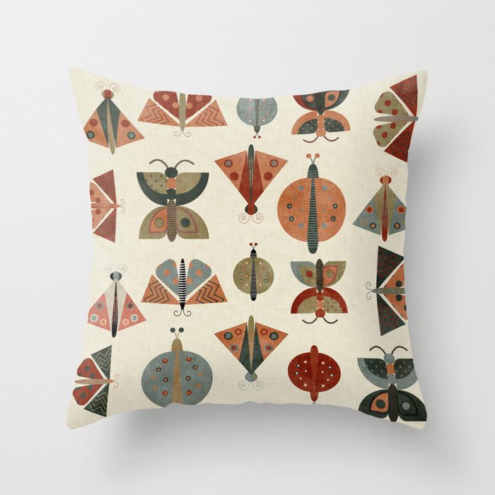 moths retro geo fall abstract Throw Pillow Gallery Image 6