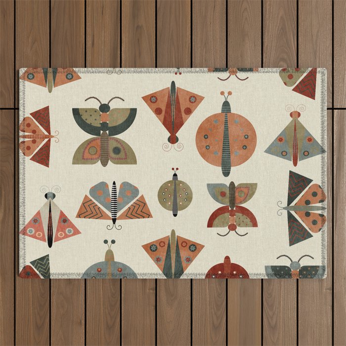 moths retro geo fall abstract Outdoor Rug Gallery Image 1