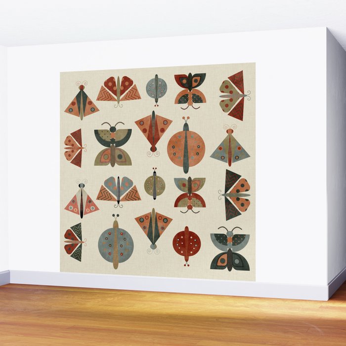 moths retro geo fall abstract Wall Mural Gallery Image 2