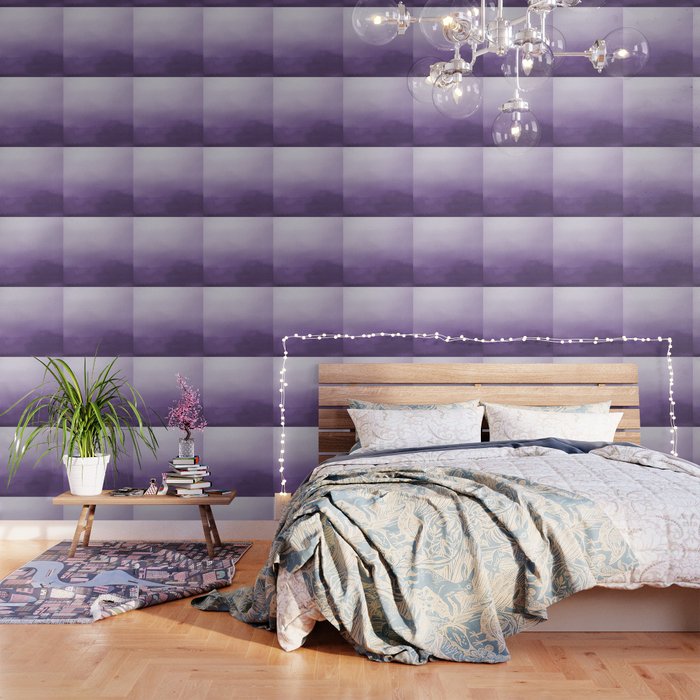 Inspired by Pantone Chive Blossom Purple 18-3634 Watercolor Abstract Art Wallpaper Gallery Image 3