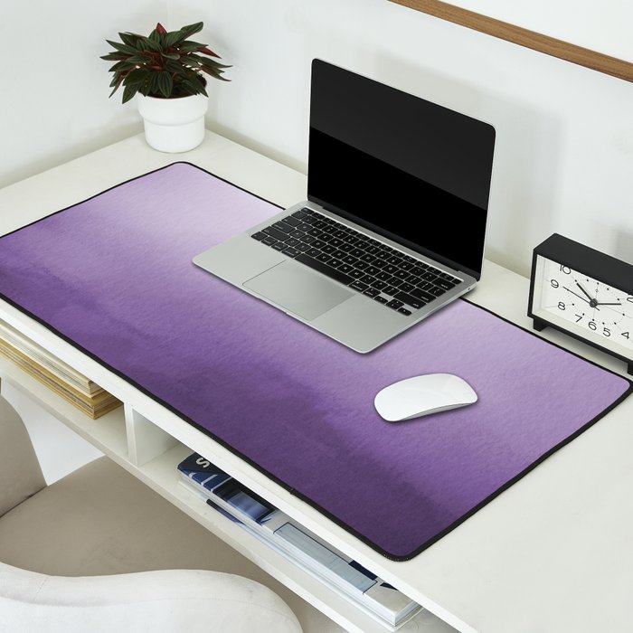 Inspired by Pantone Chive Blossom Purple 18-3634 Watercolor Abstract Art Desk Mat Gallery Image 2